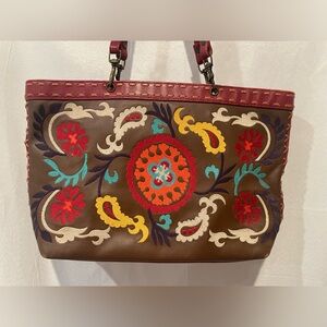 Isabella Fiore Multicolor Embroidered Tote
